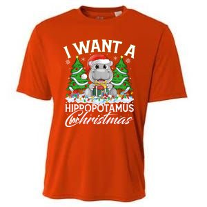 Hippo Xmas Tree Lighting I Want A Hippopotamus For Christmas Gift Cooling Performance Crew T-Shirt