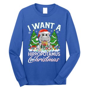 Hippo Xmas Tree Lighting I Want A Hippopotamus For Christmas Gift Long Sleeve Shirt