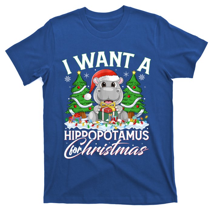 Hippo Xmas Tree Lighting I Want A Hippopotamus For Christmas Gift T-Shirt