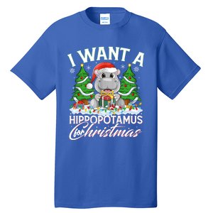 Hippo Xmas Tree Lighting I Want A Hippopotamus For Christmas Gift Tall T-Shirt