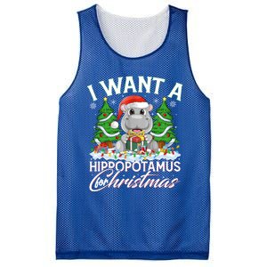 Hippo Xmas Tree Lighting I Want A Hippopotamus For Christmas Gift Mesh Reversible Basketball Jersey Tank