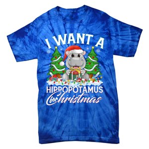 Hippo Xmas Tree Lighting I Want A Hippopotamus For Christmas Gift Tie-Dye T-Shirt