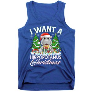 Hippo Xmas Tree Lighting I Want A Hippopotamus For Christmas Gift Tank Top