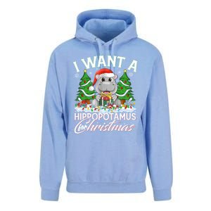 Hippo Xmas Tree Lighting I Want A Hippopotamus For Christmas Gift Unisex Surf Hoodie