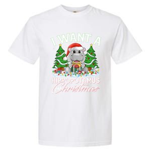 Hippo Xmas Tree Lighting I Want A Hippopotamus For Christmas Gift Garment-Dyed Heavyweight T-Shirt