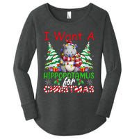 Hippo Xmas Tree Lights I Want A Hippopotamus For Christmas Gift Women's Perfect Tri Tunic Long Sleeve Shirt