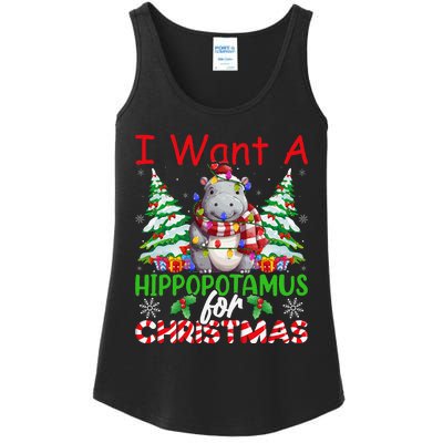 Hippo Xmas Tree Lights I Want A Hippopotamus For Christmas Gift Ladies Essential Tank