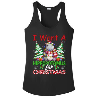 Hippo Xmas Tree Lights I Want A Hippopotamus For Christmas Gift Ladies PosiCharge Competitor Racerback Tank