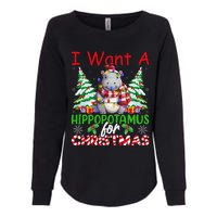 Hippo Xmas Tree Lights I Want A Hippopotamus For Christmas Gift Womens California Wash Sweatshirt