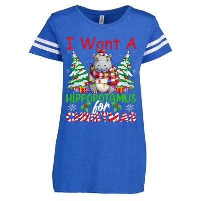 Hippo Xmas Tree Lights I Want A Hippopotamus For Christmas Gift Enza Ladies Jersey Football T-Shirt