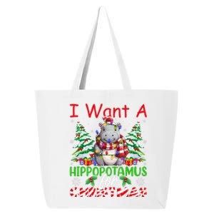 Hippo Xmas Tree Lights I Want A Hippopotamus For Christmas Gift 25L Jumbo Tote