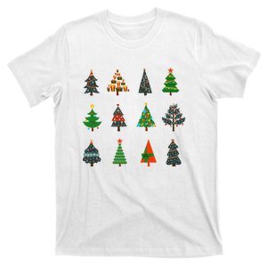 Happy Xmas With Coloured Xmas Trees Christmas T-Shirt