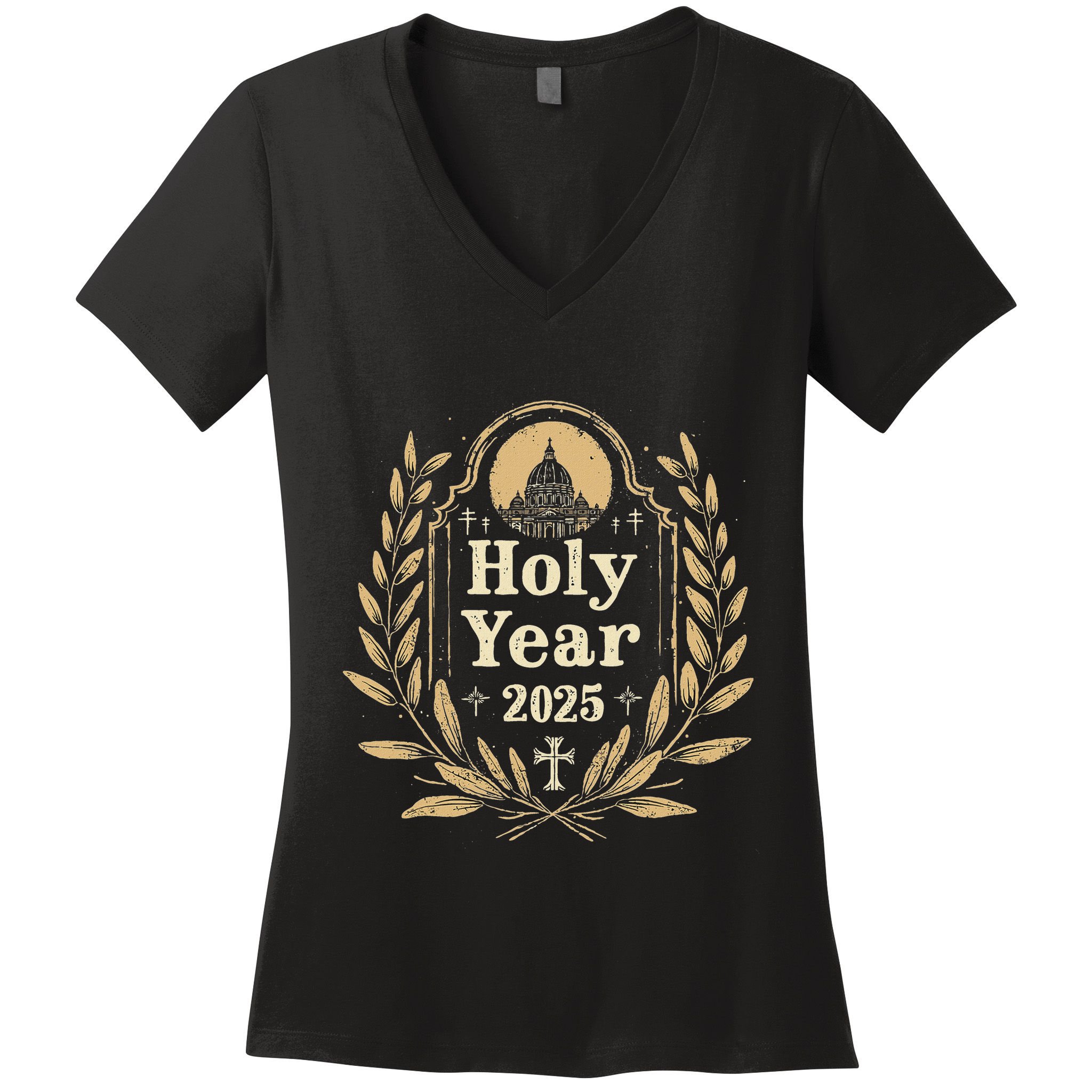 Holy Year 2025 Catholic Design Pilgrims Of Hope Women's V-Neck T-Shirt