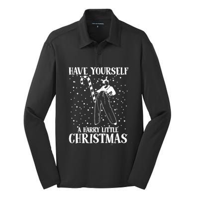 Have Yourself A Harry Little Christmas Ugly Sweater Silk Touch Performance Long Sleeve Polo