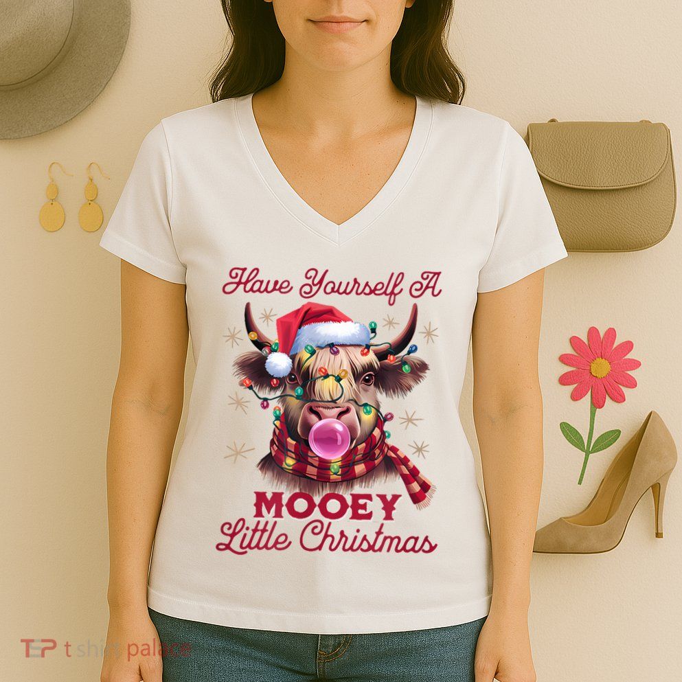 Have Yourself A Mooey Little Christmas Women's V-Neck T-Shirt