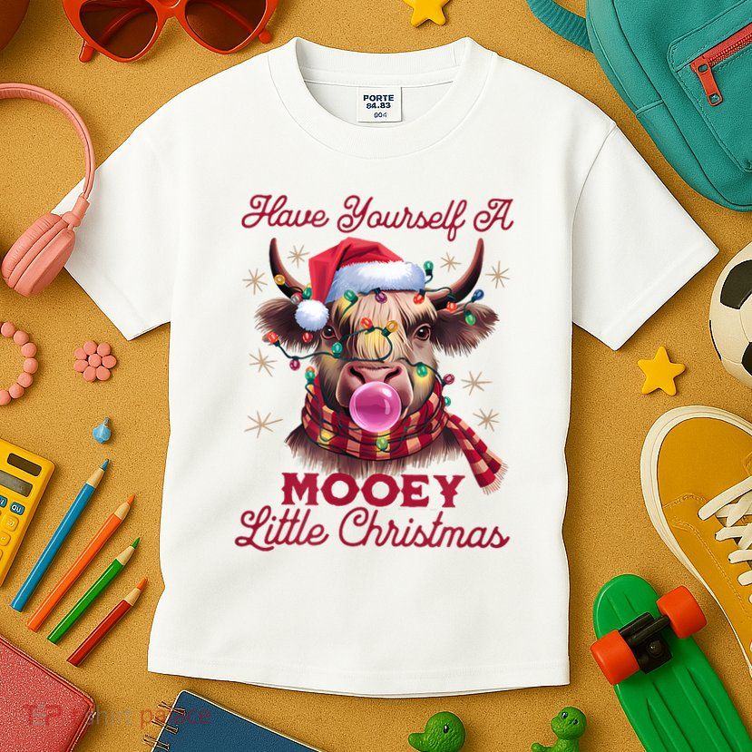 Have Yourself A Mooey Little Christmas Kids T-Shirt