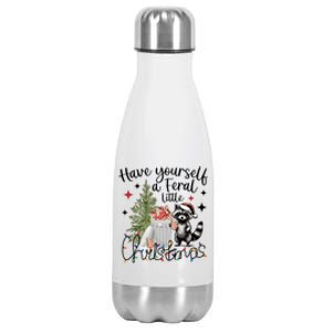 Have Yourself A Feral Little Christmas Raccoon Little Debbie Stainless Steel Insulated Water Bottle