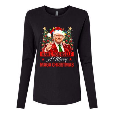 Have Yourself A Merry Maga Christmas Santa Funny Trump Xmas Gift Womens Cotton Relaxed Long Sleeve T-Shirt