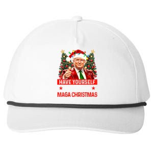 Have Yourself A Merry Maga Christmas Santa Funny Trump Xmas Gift Snapback Five-Panel Rope Hat