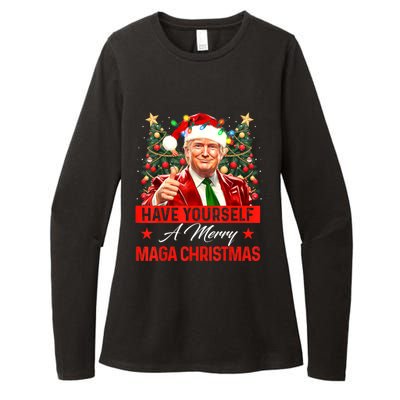 Have Yourself A Merry Maga Christmas Santa Funny Trump Xmas Gift Womens CVC Long Sleeve Shirt