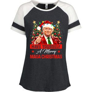 Have Yourself A Merry Maga Christmas Santa Funny Trump Xmas Gift Enza Ladies Jersey Colorblock Tee