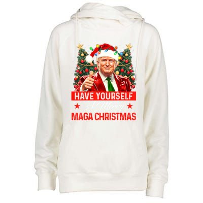 Have Yourself A Merry Maga Christmas Santa Funny Trump Xmas Gift Womens Funnel Neck Pullover Hood