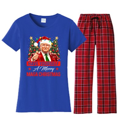 Have Yourself A Merry Maga Christmas Santa Funny Trump Xmas Gift Women's Flannel Pajama Set