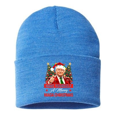 Have Yourself A Merry Maga Christmas Santa Funny Trump Xmas Gift Sustainable Knit Beanie