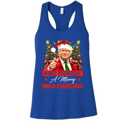 Have Yourself A Merry Maga Christmas Santa Funny Trump Xmas Gift Women's Racerback Tank