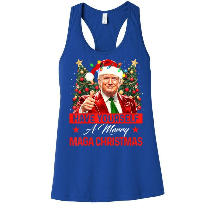 Have Yourself A Merry Maga Christmas Santa Funny Trump Xmas Gift Women's Racerback Tank