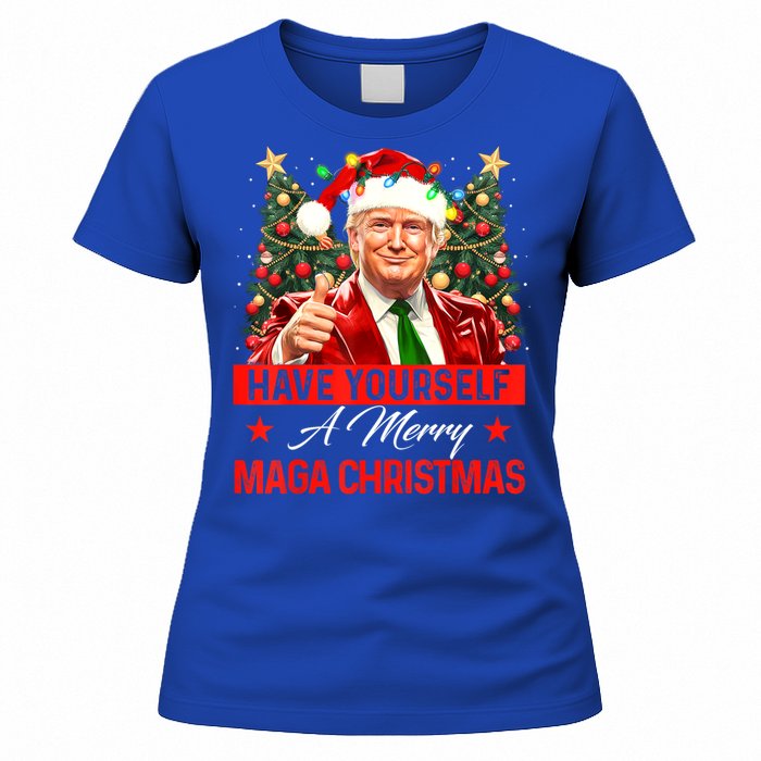 Have Yourself A Merry Maga Christmas Santa Funny Trump Xmas Gift Women's T-Shirt