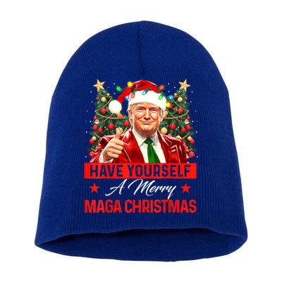 Have Yourself A Merry Maga Christmas Santa Funny Trump Xmas Gift Short Acrylic Beanie