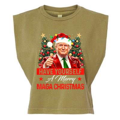 Have Yourself A Merry Maga Christmas Santa Funny Trump Xmas Gift Garment-Dyed Women's Muscle Tee