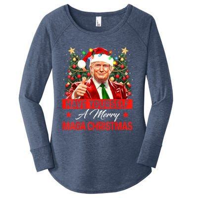 Have Yourself A Merry Maga Christmas Santa Funny Trump Xmas Gift Women's Perfect Tri Tunic Long Sleeve Shirt