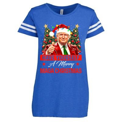 Have Yourself A Merry Maga Christmas Santa Funny Trump Xmas Gift Enza Ladies Jersey Football T-Shirt