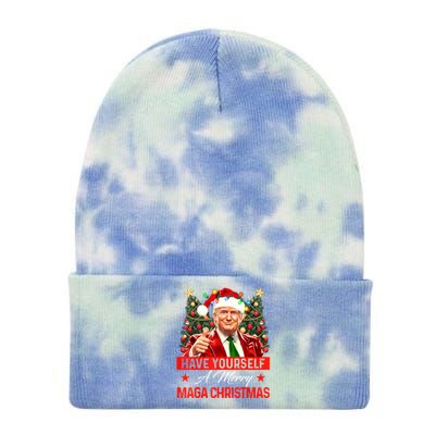 Have Yourself A Merry Maga Christmas Santa Funny Trump Xmas Gift Tie Dye 12in Knit Beanie