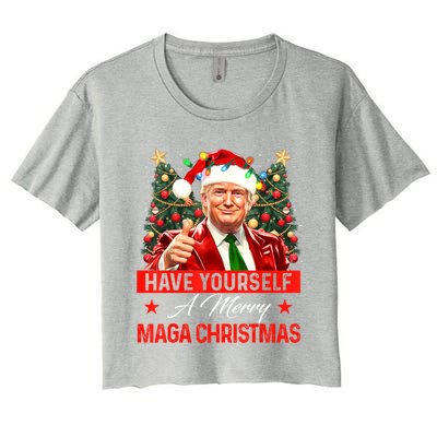 Have Yourself A Merry Maga Christmas Santa Funny Trump Xmas Gift Women's Crop Top Tee