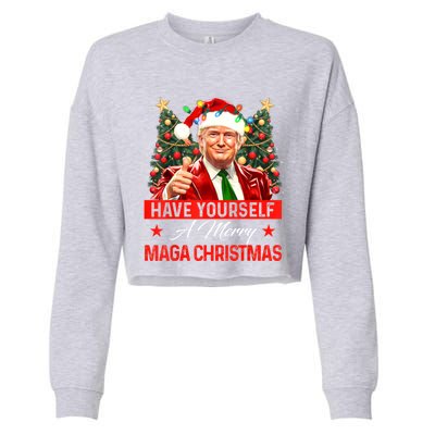 Have Yourself A Merry Maga Christmas Santa Funny Trump Xmas Gift Cropped Pullover Crew