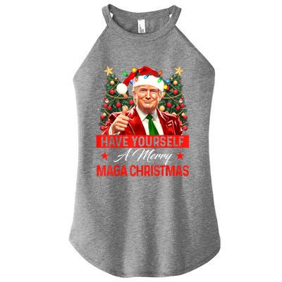 Have Yourself A Merry Maga Christmas Santa Funny Trump Xmas Gift Women's Perfect Tri Rocker Tank