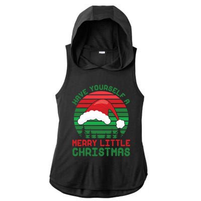 Have Yourself A Merry Little Christmas Funny Pajamas Retro Gift Ladies PosiCharge Tri-Blend Wicking Draft Hoodie Tank