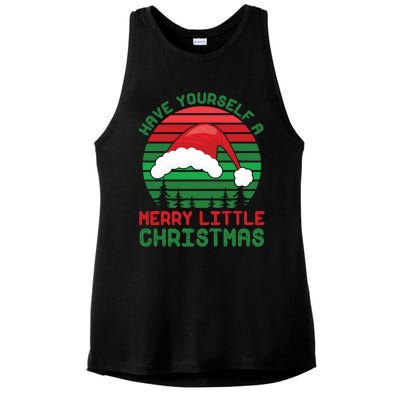 Have Yourself A Merry Little Christmas Funny Pajamas Retro Gift Ladies PosiCharge Tri-Blend Wicking Tank