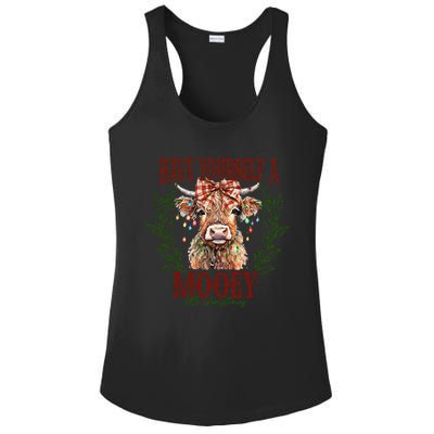 Have Yourself A Mooey Little Christmas Highland Cow Ladies PosiCharge Competitor Racerback Tank