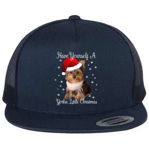 Have Yourself A Yorkie Little Christmas Gift Flat Bill Trucker Hat