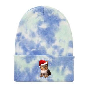 Have Yourself A Yorkie Little Christmas Gift Tie Dye 12in Knit Beanie