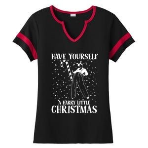 Have Yourself A Harry Little Christmas Xmas Gift Ladies Halftime Notch Neck Tee