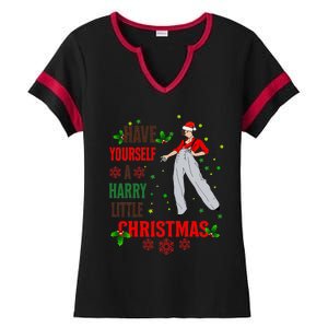 Have Yourself A Harry Little Christmas Xmas Gift Ladies Halftime Notch Neck Tee