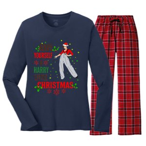 Have Yourself A Harry Little Christmas Xmas Gift Women's Long Sleeve Flannel Pajama Set 