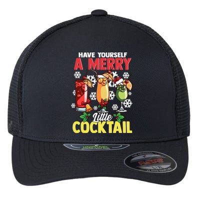 Have Yourself A Merry Little Cocktail Christmas Gift Flexfit Unipanel Trucker Cap