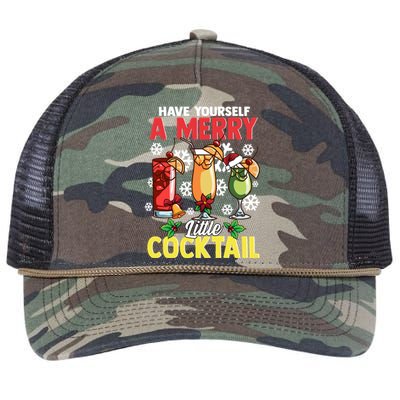 Have Yourself A Merry Little Cocktail Christmas Gift Retro Rope Trucker Hat Cap