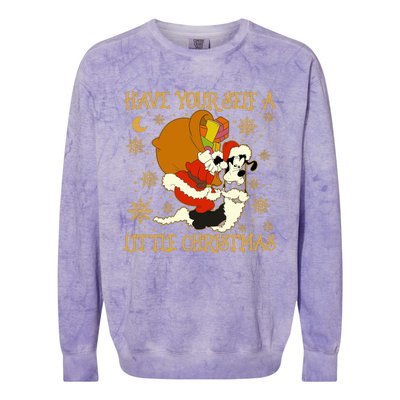 Have Yourself A Little Christmas Funny Dog Santa Claus Colorblast Crewneck Sweatshirt